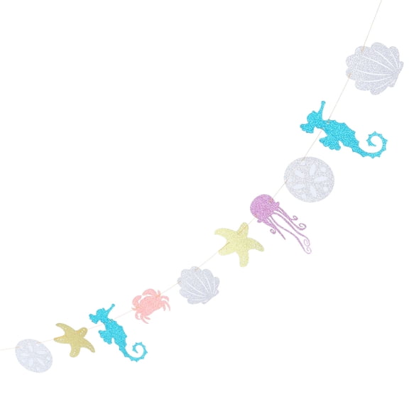 Soimiss Birthday Party Supplies Glitter with Seahorse Crab Jellyfish for Luau and Pool Celebration