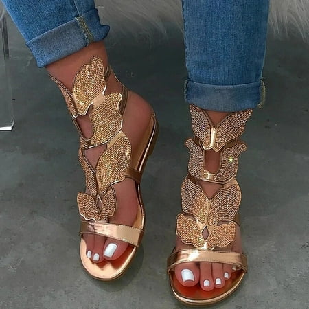 

Ymiytan Women s Rhinestone Sandals Gladiator Sandals Summer Flat Dress Sandals