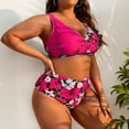 thumbnail image 5 of QUNYINEY Plus Size Womens Bikinis 2 Piece High Waisted Floral Swimwear Triangle Push Up V Neck Swimsuit Sets, 5 of 9