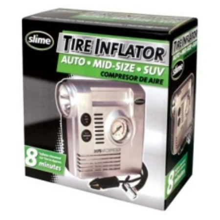 Slime - Portable 12 Volt Tire Inflator with Built-in Gauge and