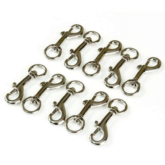 Red Hound Auto 10 Silver Double Key Ring Snap Bolt Trigger Clip 110 Flag 5/8 in Key Ring Hook