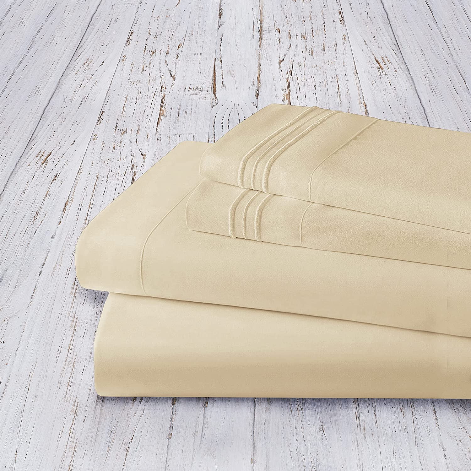 Bed Sheet Set - Brushed Microfiber Bedding - Bedding Sheets & Pillowcases - Deep Pockets - Easy Fit - Breathable & Cooling Sheets, Queen, Cream