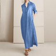 thumbnail image 2 of Dpytoraw Women's Basic Loose Fit Long Sleeve Button Up Maxi Shirt Dress With Pockets Women’s Vacation Tropical Print Dresses, 2 of 5