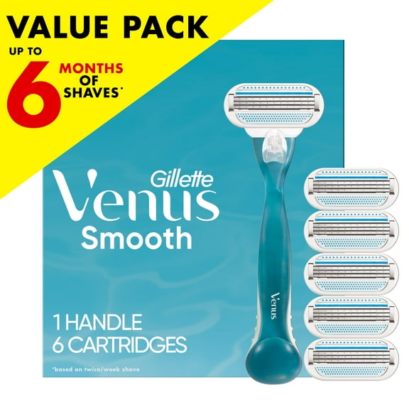Gillette Venus Smooth Women's Razor Handle   6 Refills