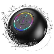 Bluetooth Shower Speaker IPX4 Waterproof, Portable Wireless Mini Speaker with LED Light & Suction Cup, Built-in Mic, Floating Outdoor Speaker for Shower Pool River Travel Camping Black