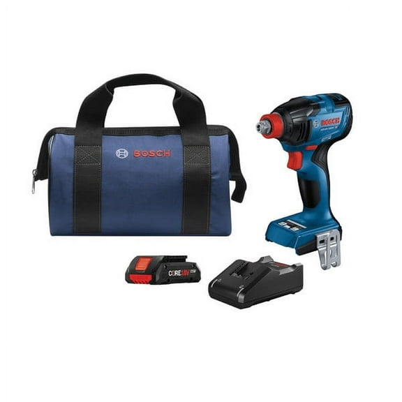 Restored Premium Bosch GDX18V-1860CB15-RT 18V Freak Brushless Lithium-Ion 1/4 in. and 1/2 in. Cordless Connected-Ready Impact Driver Kit (4 Ah) (Refurbished)