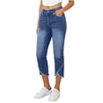 thumbnail image 4 of Capri Jeans for Women High Waisted Stretchy Cropped Skinny Trendy Split Hem Summer Casual Capri Denim Pants with Pockets, 4 of 6