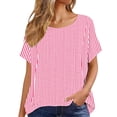 thumbnail image 6 of VBVC Women's Striped Short Sleeve Tunic Top,Ladies Crew Neck Casual Loose Fit Blouse,Lightweight Summer Shirts for Women,Pink,S-3XL, 6 of 7