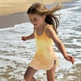 thumbnail image 3 of Girls Two-Piece Swimwear Set for Girls Long Sleeve Rash Guard with Swim Shorts UPF50+ Sun for Beach Pool, 7-8 Years, Yellow, 3 of 5
