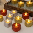 thumbnail image 4 of 12 Pack Battery Operated Tea Light Candles Flickering Flameless LED Candle Lights Realistic Wicks Tabletop Lamp Decoration, 4 of 7
