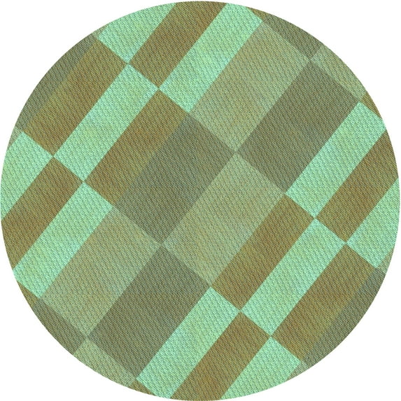 Ahgly Company Machine Washable Indoor Round Transitional Pastel Green Area Rugs, 3' Round