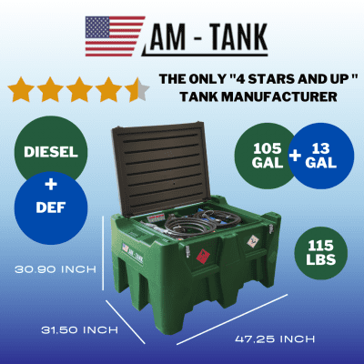 AM-TANK Portable Diesel Tank w/ Electric Transfer Pump & Storage, Green