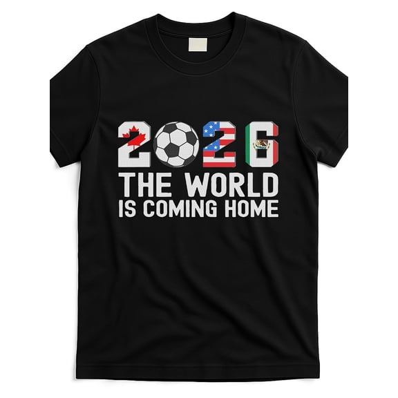 Retro 2026 Soccer Tournament Graphic Tee - USA Canada Mexico North America Football Fan T-Shirt - The World Is Coming Home Men Women Unisex Apparel