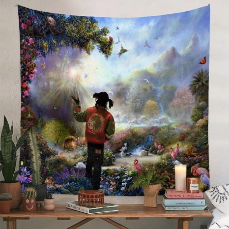 Hip Hop Style Tapestry - 1 Count Multicolor Flower Pattern Wall Hanging Vibrant Wall Art for Bedroom Living Room Tree & Water Design Summer Festive Gift Home Decor