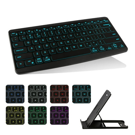 Ultra Slim Backlit Wireless Keyboard Bluetooth Keyboard, Support up to 3 Devices,Universal Portable 7-Colors Backlit Rechargeable Keyboard for iPad iPhone Samsung iOS Android Windows Tablets Phones