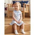 thumbnail image 3 of Toddler Baby Girl 4th of July Dress American Flag Stripes Sleevless Ruffle Lapel Dresses, 3 of 9