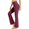 thumbnail image 3 of Bootcut Yoga Pants for Women with Pockets High Waist Casual Bootleg Trousers Plus Size Stretch Yoga Workout Pants for Women - 2 Packs Black+Wine Red M, 3 of 6