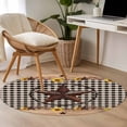 thumbnail image 5 of 4ft Round Rug, Texas Star Non-Skid Rubber Backing Large Area Rugs - Living Room Bedroom Home Office, Farmhouse Country Sunflower Black Plaid Indoor Floor Mat Carpets Washable Rug, 5 of 9