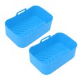 thumbnail image 2 of 2 cestas de silicona antiadherentes para freidora, resistentes a altas temperaturas, con cepillo para Ninja DZ201 Foodi 8QT, color azul, 2 of 14