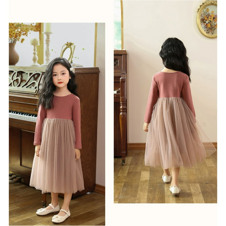 LUOGENLI Girls Dresses Size 6X Kids Toddler Girl Spring Fall Clothes Long Sleeve Tutu Dress Princess Dress Dresses for Girls Size 14 16 Wedding Purple