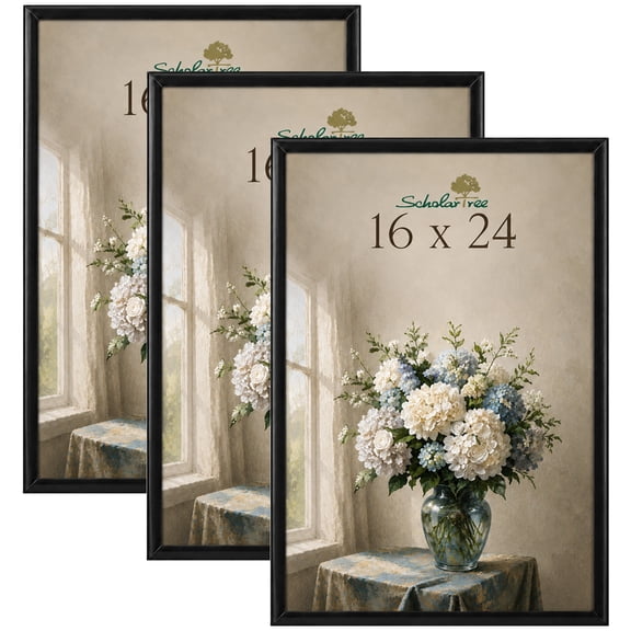 Scholartree Black Picture Frames, 16x24 Poster Frames Set of 3 for Gallery Wall