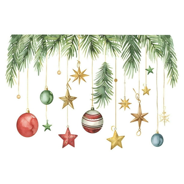 Pegatinas navideñas para lámpara colgante de estrella para baño | Decoración festiva para pared de baño | Calcomanías navideñas impermeables | Diseño fácil de despegar y pegar | Tamaño: 29 x 20 cm