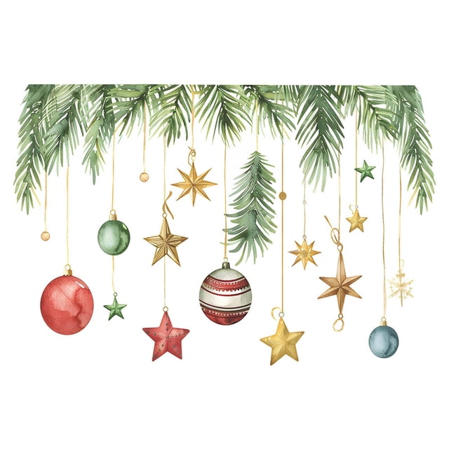 Pegatinas navideñas para lámpara colgante de estrella para baño | Decoración festiva para pared de baño | Calcomanías navideñas impermeables | Diseño fácil de despegar y pegar | Tamaño: 29 x 20 cm