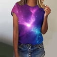 thumbnail image 5 of The Summer I Turned Pretty GaThRRgYP Womens Blouses Plus Size,Women's and Men's Casual Print Short Sleeve Round Neck Top Purple S, 5 of 6