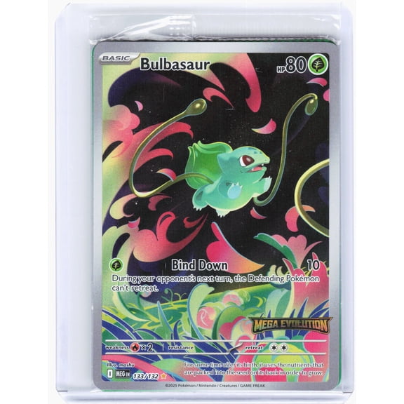 2025 Pokemon Bulbasaur Mega Evolution Illustration Rare Foil #133/132 Sealed Foil Illustration Trading Card