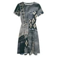 thumbnail image 4 of Denim Patchwork Dress Summer Street Style Dresses Female Short Sleeve Printed Sundress, 4 of 7