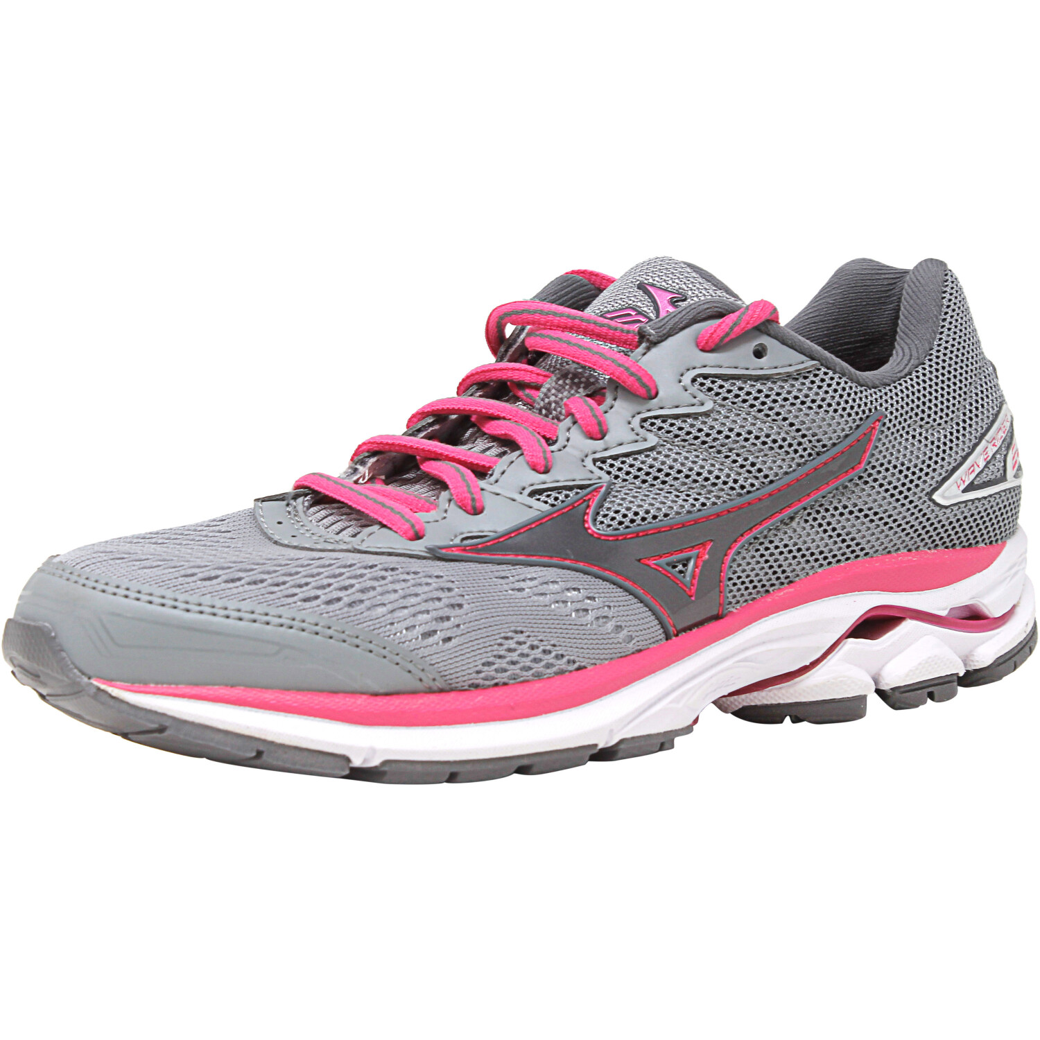 Mizuno - Mizuno Women's Wave Rider 20 Grey / Black Pink Ankle-High Mesh ...