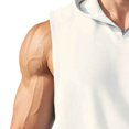 thumbnail image 3 of Men's Workout Hooded Tank Tops Gym Sleeveless Hoodies Quick Dry Bodybuilding Muscle Cut off T-Shirt Athletic Vest White, 3 of 5