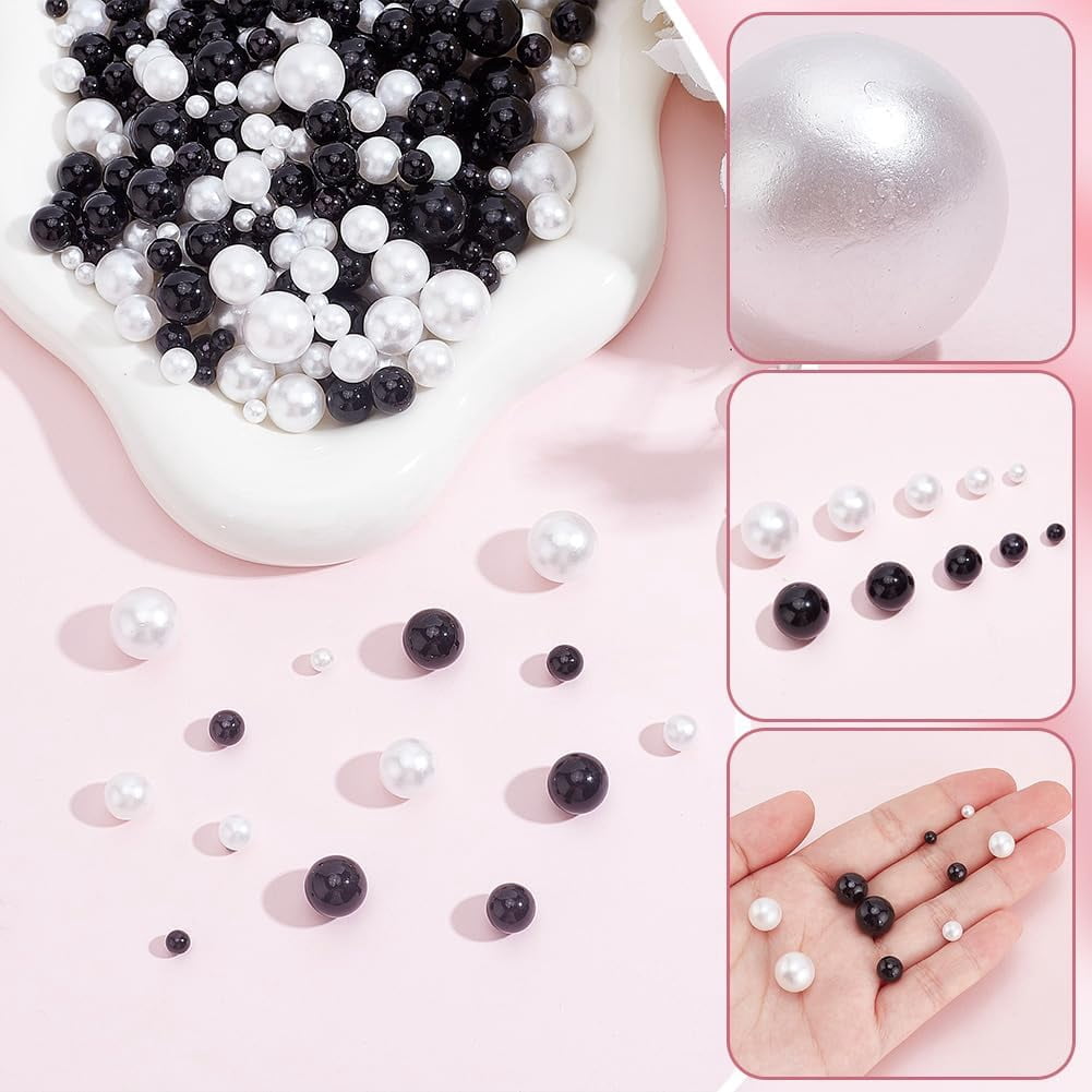 2000Pcs 11 Styles Imitation Pearl Claw Beads Kit with Nailhead Dome Studs 4/6/8/10/12mm No Hole Round Plastic Pearl Beads DIY Nailhead Claw Nail Spikes Kit for Clothes Belt Bag Shoe Skirts Colorful