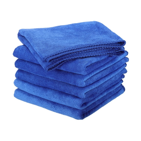 Uxcell 6pcs 24" x 16" Microfiber Cleaning Cloth Absorbent, Sapphire Blue