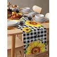 thumbnail image 3 of Sunflowers Burlap Cotton Table Runner 13x120 Inches Long, Black White Check Sunshine Buffalo Bee Farmhouse Table Runners, Outdoor Dining Tablecloths Decor for Baby Shower/Party/Wedding, 3 of 6