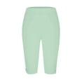 thumbnail image 7 of Capri Leggings for Women, Comdrip Leggings Women's 3/4 Summer Sports Jogging Bottoms High Elastic Waist Yoga Trousers Casual Slim Fit Running Leggings with Pockets for Women Beige S, 7 of 7