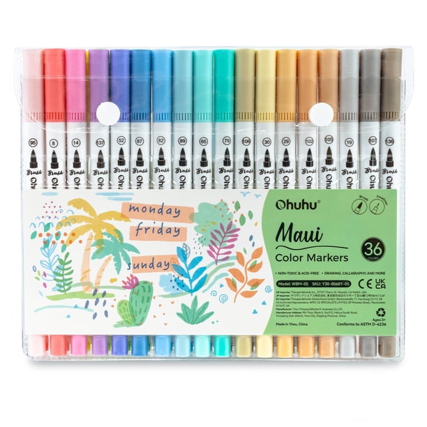 Rotuladores para colorear Ohuhu Maui 36 colores pastel a base de agua