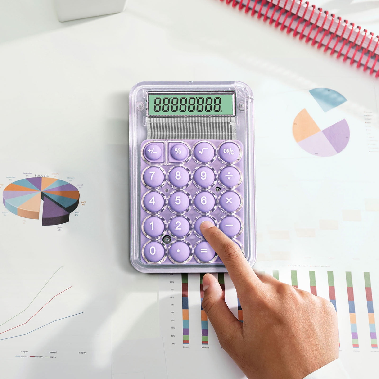 2-6Pcs 3x2 Inch Back-to-School Supplies Calculator Mechanical Switch Calculator Desktop 8 Digits - with Big Buttons LCD Display for School Home Office, Handheld Mechanical Calculator for Students