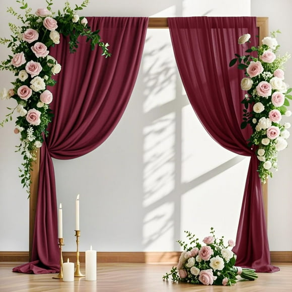 Cortina MLMW Tela Transparente para Arco de Boda color Burdeos 74x610 cm