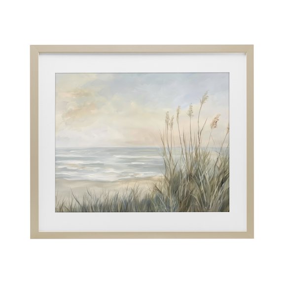 Stupell Industries Coastal Scenic Beach Dunes at Dawn Birch Framed Print Under Glass, 16 x 13, by Petals Prints Design