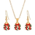 thumbnail image 3 of Conjunto de collar y pendientes navideños para mujer, cadena larga, baño de oro, Navidad Caja de regalo, 3 of 9