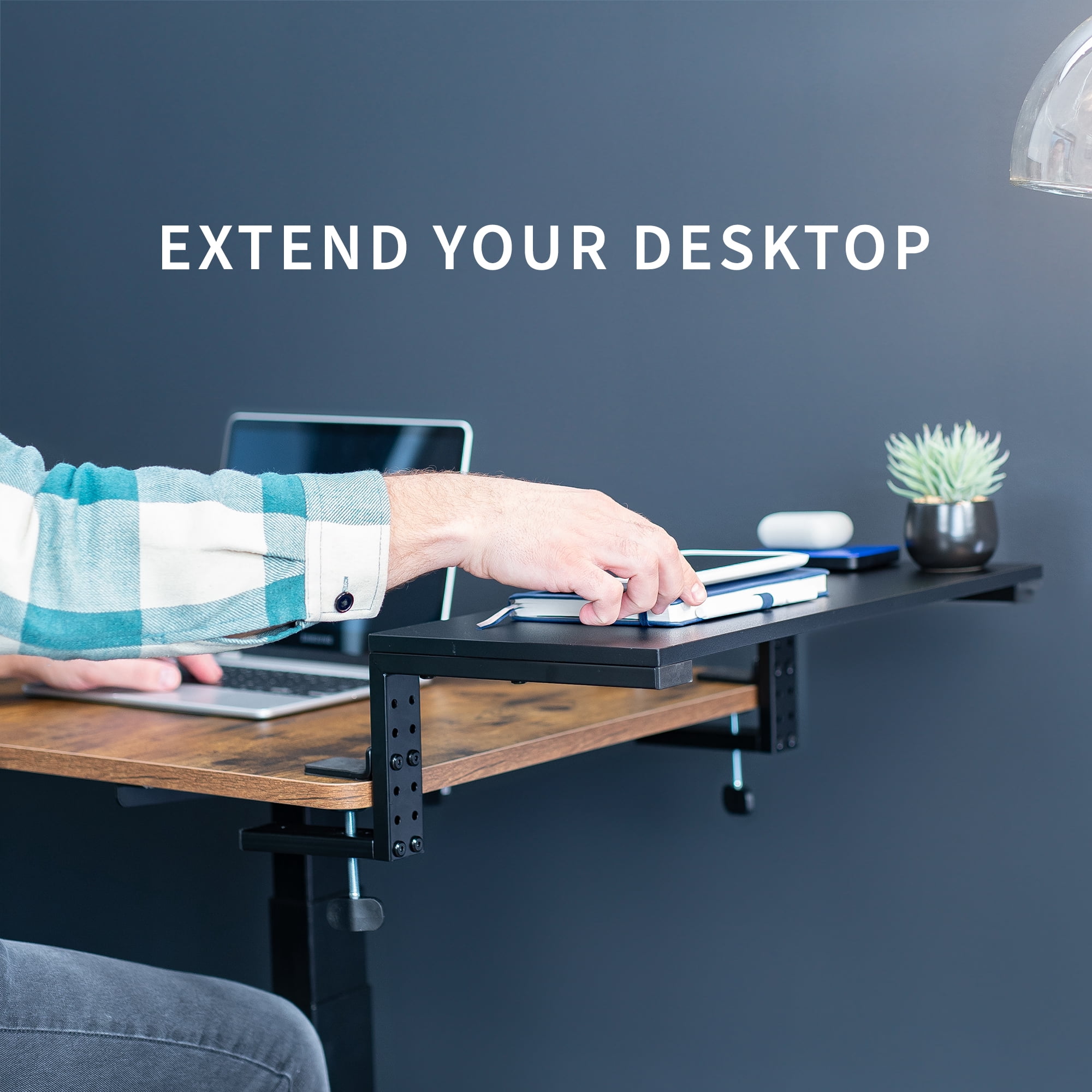 VIVO Black 22" Clamp-on Desk Extension Shelf for Monitor, Laptop, Printer