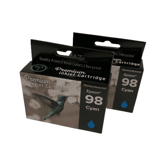 2PK High-Yield Cyan Ink Cartridge for Epson 98 & 99 T0982 - Fits Epson 700 710 725 730 800 810 835 837
