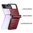 thumbnail image 6 of SaniMore for Samsung Galaxy Z Flip 4 6.7" 2022 Case, Crocodile Texture PU Leather Hinge Protection Wear-resistant Vintage Folding Shell Shockproof Drop-resistant, Red, 6 of 11
