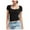 Black, variant on Women's Square Neck Double-Layer Tank Tops Basic Tight T Shirts