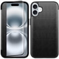 thumbnail image 3 of For Apple iPhone 16 Pro (6.3") Slim Fit Luxury PU Leather Clear View Window Flap Full Body Protective Flip Folio Rubber Shockproof Cover ,Xpm Phone Case [ Black ], 3 of 4