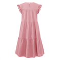 thumbnail image 4 of Robes Courtes d'Été Décontractées pour Femmes à Col Rond, Manches Courtes, Volantées, 4 of 4
