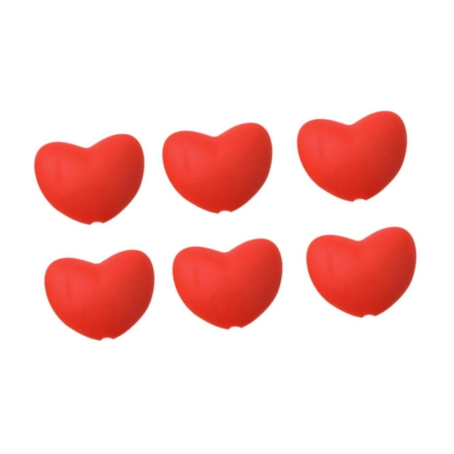 6 tapones de silicona para agujas de tejer con forma de corazón, con agujero de 3 mm. Rojo