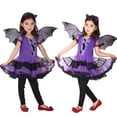 thumbnail image 3 of BCBL Vestido De Halloween Para Niños Niña Disfraz De Murciélago Púrpura Con Diadema Fiesta, 3 of 4