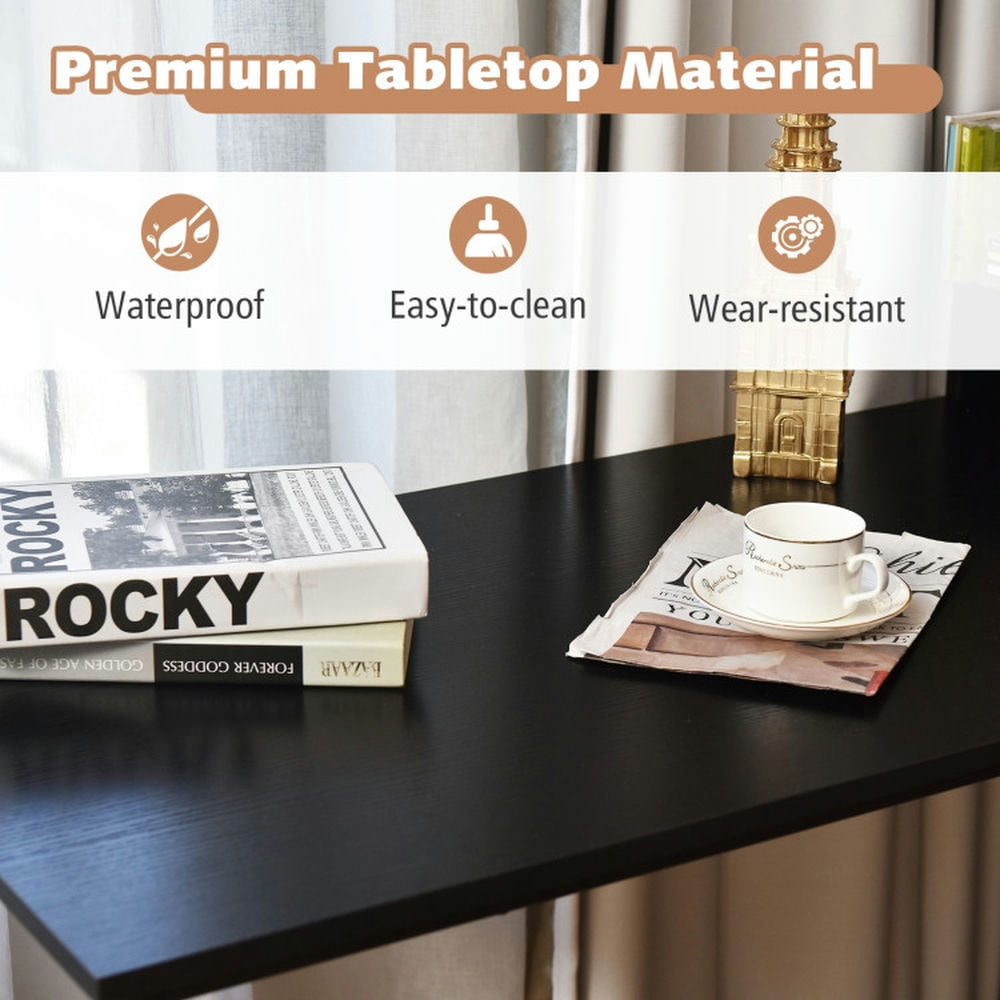 Demi Bonn 5.5" L-shaped Computer Desk with Bookshelf, Small Home Office Desk Study Writing Table, Black